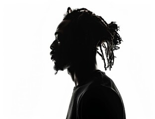 silhouette of a black man with dreadlocks against a white background, side view Generative AI
