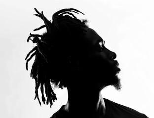 silhouette of a black man with dreadlocks against a white background Generative AI