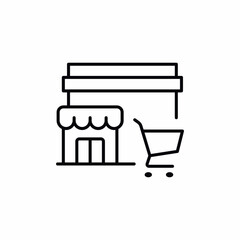 shop building shopping trolley icon