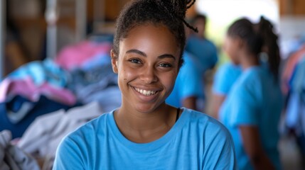 Fototapeta premium A Joyful Volunteer at Work