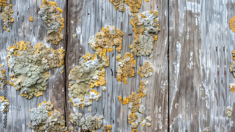 Poster lichen on wood texture background closeup of an old rough wood vertical background texture with lich