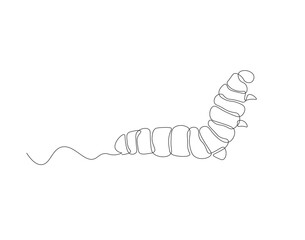 Continuous one line drawing of caterpillar. One line drawing illustration of caterpillar. Insect concept continuous line art. Editable outline.