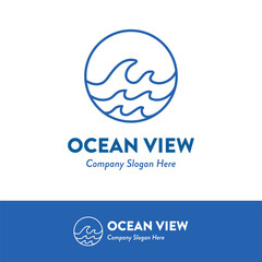 Ocean Waves Surfing Logo Ideas Vector Illustration 1