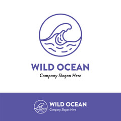 Ocean Waves Surfing Logo Ideas Vector Illustration 2