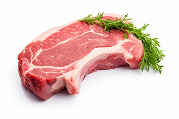 Part of lamb neck, meat, isolated on white background with spices. OR generated.