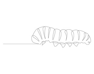 Continuous one line drawing of caterpillar. One line drawing illustration of caterpillar. Insect concept continuous line art. Editable outline.