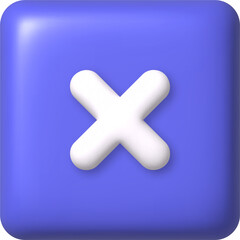 Fototapeta premium 3d infographics icon. Arithmetic sign multiply on purple button. PNG illustration.