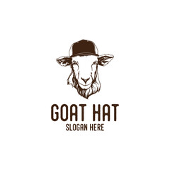 Goat with hat logo vector illustration