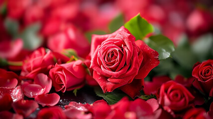 Close up of a bunch of red roses