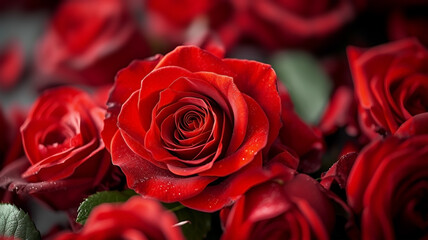 Close up of a bunch of red roses