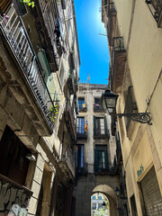 Naklejka premium Gothic quarter in a sunny day. Barcelona. Spain.