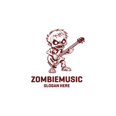 Zombie music logo vector illustration