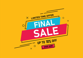  Discount Special Offer 10% OFF Marketing Announcement Conceptual Yellow Banner Design Template