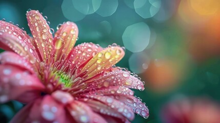 Chrysanthemum flower in raindrops