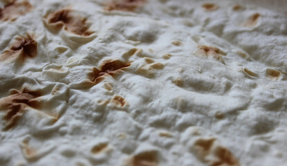 Closeup Angle View Of Lavash Bread Surface Detailed Stock Photo. Ingredients For Kebab Cooking Image
