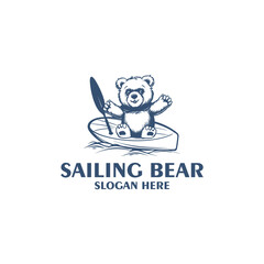 Sailing bear logo vector illustration