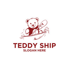 Sailing bear logo vector illustration