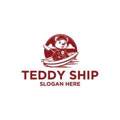 Sailing bear logo vector illustration