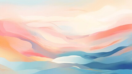 Fototapeta premium Lyrical abstraction flat design top view emotional landscapes theme water color colored pastel