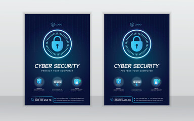 cyber security  flyer design layout template,