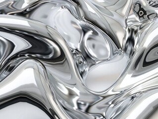 3D render of liquid metal, fluid and organic shapes