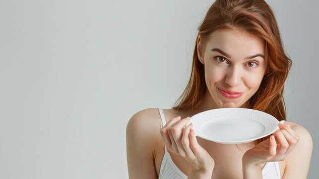 Young Woman Holding Empty Plate