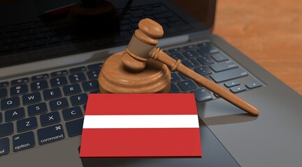 Latvia and the Gavel of Justice - Visual for Social Networks and News. - May 2024, Istanbul -...
