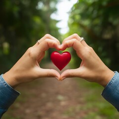 Obraz premium Love, heart, dog, lover, person, hand heart,
