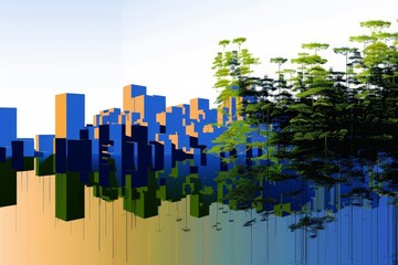 white abstract black city mock-up template wallpaper 3d render illustration. Beautiful simple AI generated image in 4K, unique.