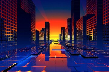 Obraz premium AI-generated abstract illustration of a cityscape in green, blue, black and gray on a white background.. Beautiful simple AI generated image in 4K, unique.