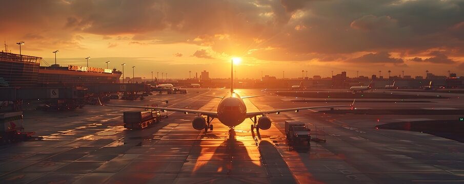 Bustling Airport Time Lapse Showcasing the Transition from Dawn to Dusk