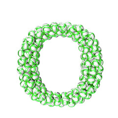 Symbol made of green volleyballs. letter o