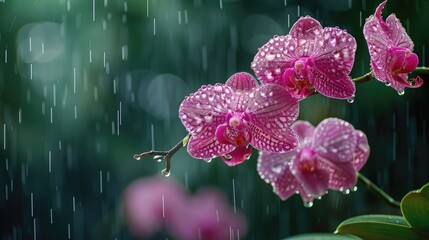 Orchid swaying in the rain