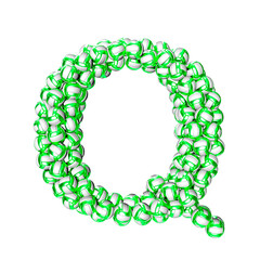 Symbol made of green volleyballs. letter q