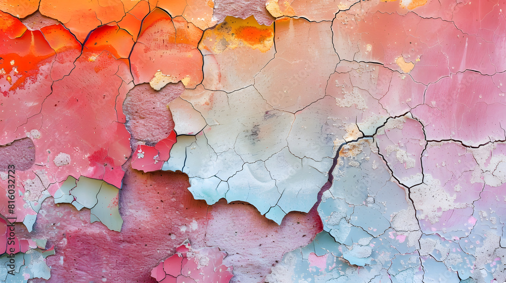 Poster old painted cracked concrete wall texture abstract background colorful pattern : generative ai
