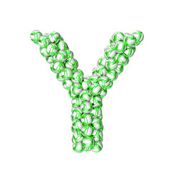 Symbol made of green volleyballs. letter y