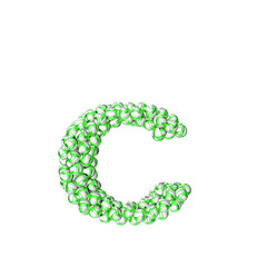 Symbol made of green volleyballs. letter c