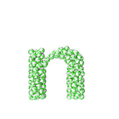 Symbol made of green volleyballs. letter n