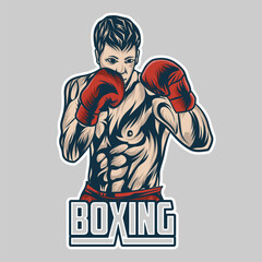 Boxing Vector Logo, Kick Boxing Illustration Graphic