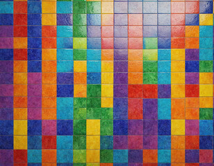 Fototapeta premium Tiling in bright rainbow colors, backsplash tiles
