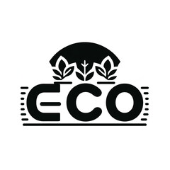 Obraz premium Minimalist logo with the word ECO on white background. Concept of environment and climate change