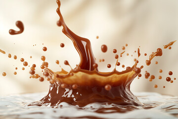 chocolate dripping, A mesmerizing caramel splash creates a symphony of textures and colors, as...