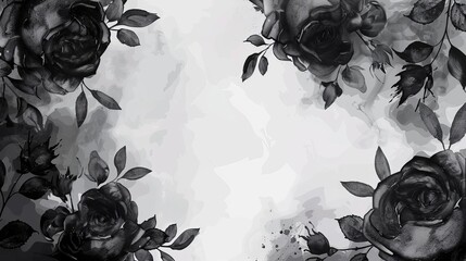 vibrant watercolor black roses background elegant funeral invitation illustration