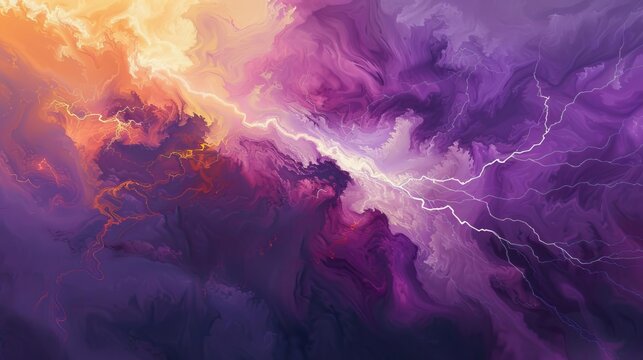 Thunderbolt closeup in front view  The intense detail of a lightning bolt, showing force in advanced tone with a colored pastel scheme