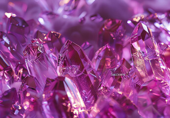 A closeup of purple crystals. Created with Ai