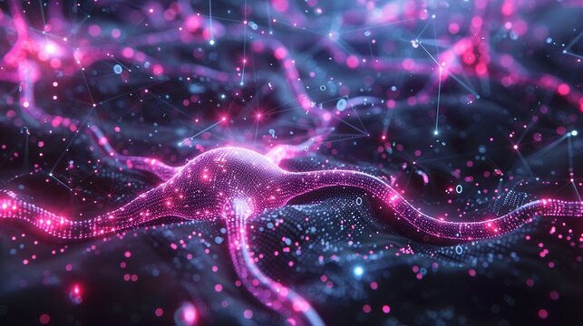 Quantum computing system with artificial neurons, global data connections, abstract technology background 8K , high-resolution, ultra HD,up32K HD