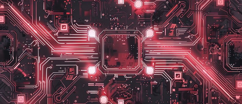 Abstract background of a quantum computing system with processor, electronic circuit, and artificial neurons 8K , high-resolution, ultra HD,up32K HD