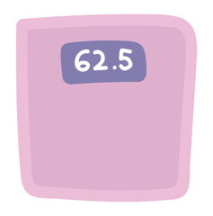 Floor weight scale in flat design. Weighing body tool with display. Vector illustration isolated.