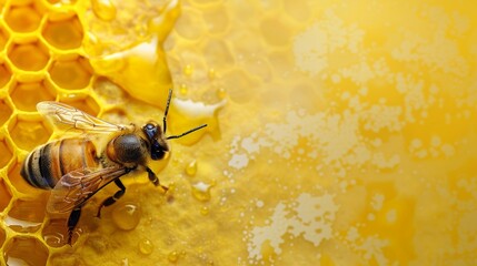 world bee day background and honey with copy space