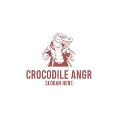 Angry crocodile mascot logo vector illustration